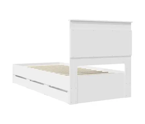 Voodi Raam Sahtliga Peaga Valge 100 X 200 Cm Inseneripuit