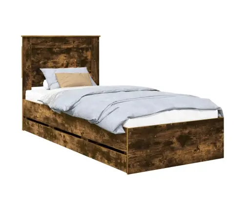 Voodi Raam Sahtliga Suitsetatud Tamm 100 X 200 Cm Inseneripuit