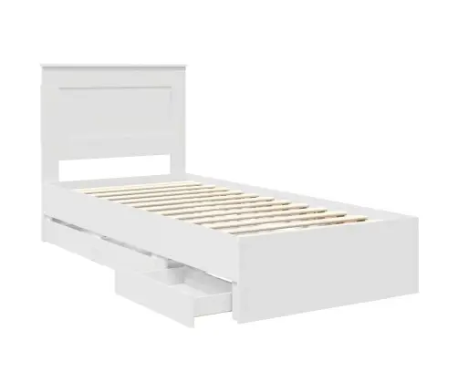 Gultas Rāmis Ar Atvilktni Balts 90 X 190 Cm Inženieru Koks Vidaxl