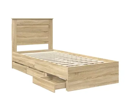 Voodi Raam Sahtliga Peaga Sonoma Tamm 90 X 190 Cm Inseneripuit