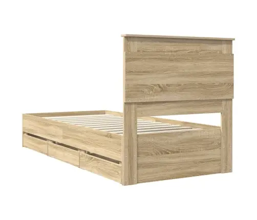 Voodi Raam Sahtliga Peaga Sonoma Tamm 90 X 190 Cm Inseneripuit