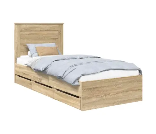 Voodi Raam Sahtliga Peaga Sonoma Tamm 90 X 190 Cm Inseneripuit