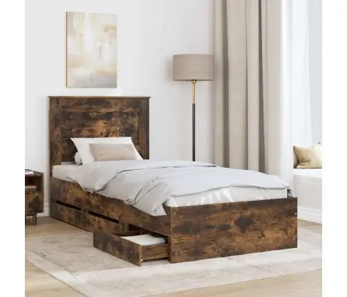 Voodi Raam Sahtliga Suitsetatud Tamm 90 X 190 Cm Inseneripuit