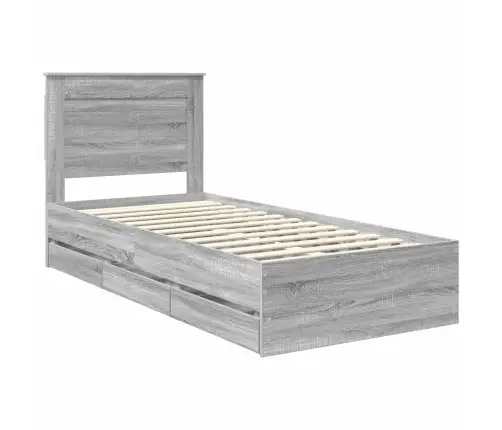 Gultas Rāmis Pelēks Sonoma 90 X 190 Cm Inženieru Koks Vidaxl