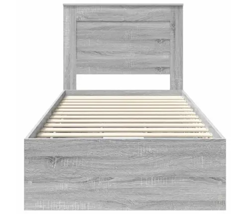 Gultas Rāmis Pelēks Sonoma 90 X 190 Cm Inženieru Koks Vidaxl