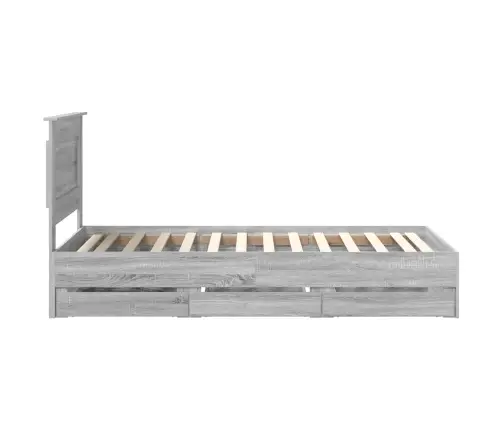 Gultas Rāmis Pelēks Sonoma 90 X 190 Cm Inženieru Koks Vidaxl