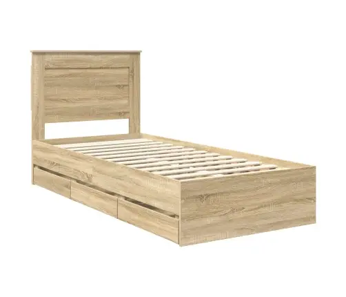 Voodi Raam Sahtliga Peaga Sonoma Tamm 90 X 200 Cm Inseneripuit