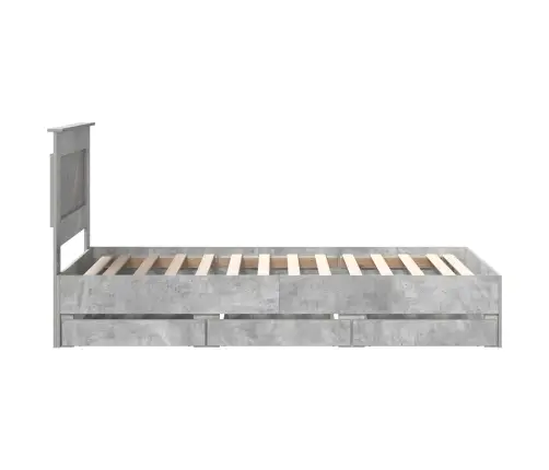 Gultas Rāmis Betona Pelēks 90 X 200 Cm Inženieru Koks Vidaxl