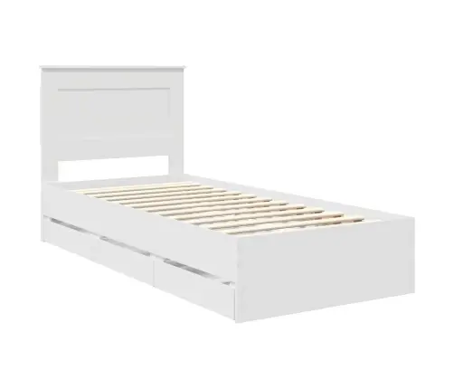 Gultas Rāmis Ar Atvilktni Balts 75 X 190 Cm Inženieru Koks Vidaxl