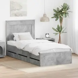 Gultas Rāmis Betona Pelēks 75 X 190 Cm Inženieru Koks Vidaxl