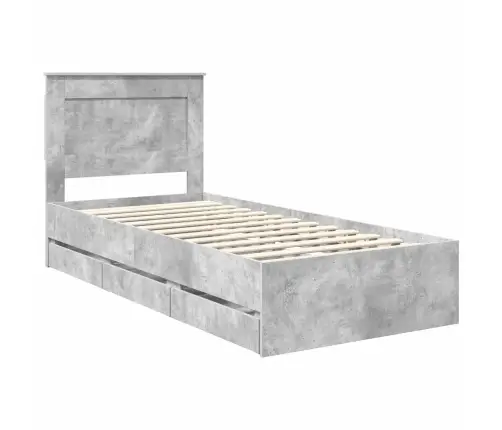 Gultas Rāmis Betona Pelēks 75 X 190 Cm Inženieru Koks Vidaxl