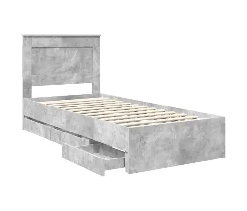 Gultas Rāmis Betona Pelēks 75 X 190 Cm Inženieru Koks Vidaxl