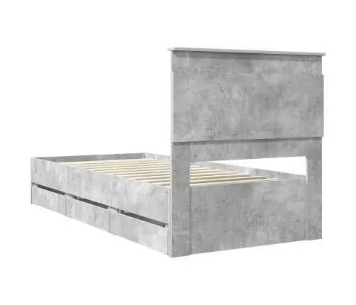 Gultas Rāmis Betona Pelēks 75 X 190 Cm Inženieru Koks Vidaxl
