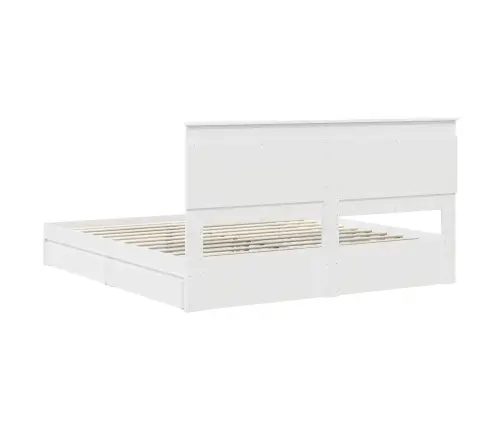 Laos Voodi Peaga Sahtliga Valge 200 X 200 Cm Tehispuit