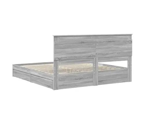 Gultas Rāmis Pelēks Sonoma 200 X 200 Cm Inženierijas Koks Vidaxl