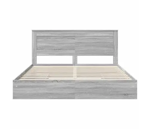 Gultas Rāmis Pelēks Sonoma 200 X 200 Cm Inženierijas Koks Vidaxl