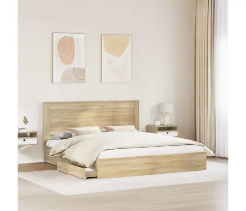 Laos Voodi Peaga Sahtliga Sonoma Tamm 180 X 200 Cm Tehispuit