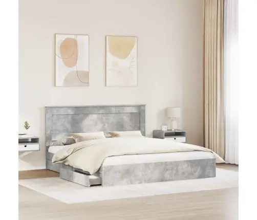 Saugos Lova Betono Pilka 180 X 200 Cm Apdirbta Mediena