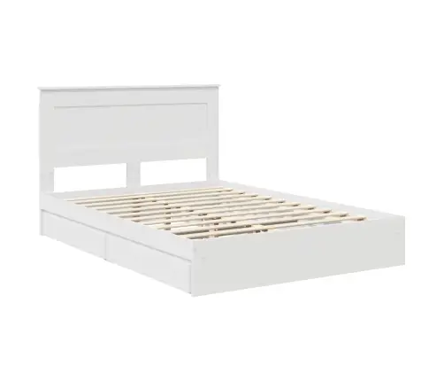 Laos Voodi Peaga Sahtliga Valge 160 X 200 Cm Tehispuit