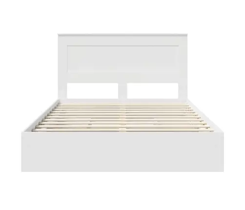 Laos Voodi Peaga Sahtliga Valge 160 X 200 Cm Tehispuit