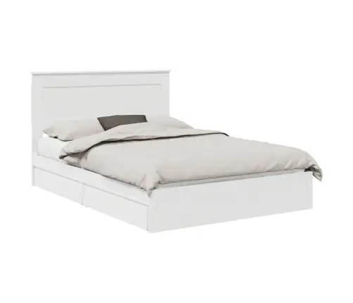 Laos Voodi Peaga Sahtliga Valge 160 X 200 Cm Tehispuit