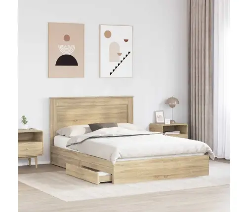 Glabāšanas Gulta Sonoma Ozols 160 X 200 Cm Inženierijas Koks Vidaxl