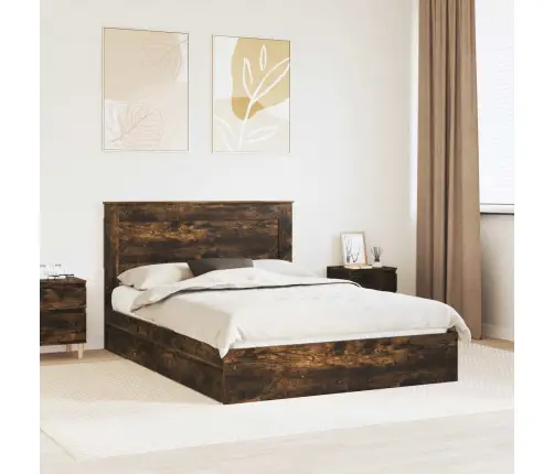 Glabāšanas Gulta Dūmaka Ozols 160 X 200 Cm Inženierijas Koks Vidaxl