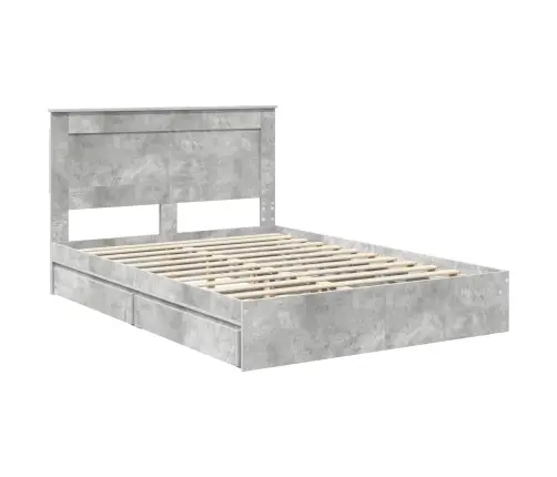 Gultas Rāmis Betona Pelēks 150 X 200 Cm Inženierijas Koks Vidaxl