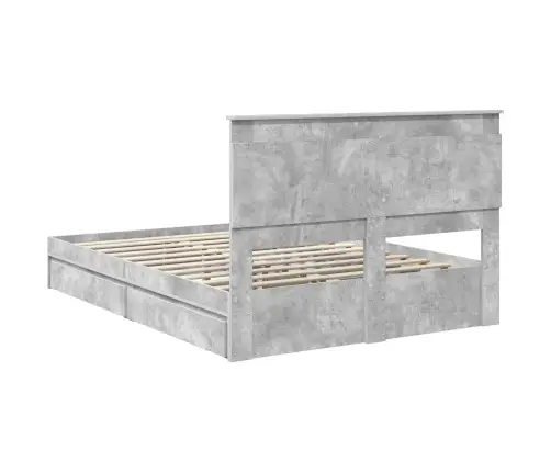 Gultas Rāmis Betona Pelēks 150 X 200 Cm Inženierijas Koks Vidaxl