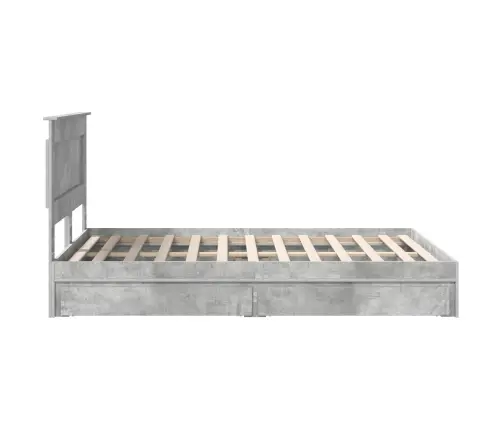 Gultas Rāmis Betona Pelēks 150 X 200 Cm Inženierijas Koks Vidaxl