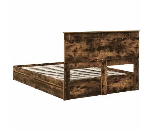 Gultas Rāmis Dūmaka Ozols 140 X 190 Cm Inženierijas Koks Vidaxl