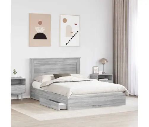 Saugos Lova Pilkas Sonoma 140 X 200 Cm Apdirbta Mediena