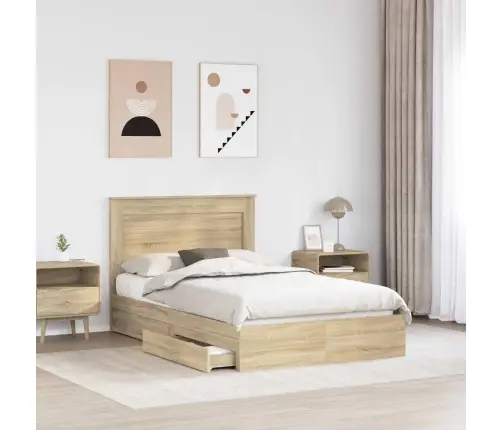 Glabāšanas Gulta Sonoma Ozols 135 X 190 Cm Inženierijas Koks Vidaxl