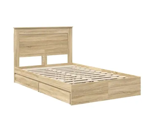 Glabāšanas Gulta Sonoma Ozols 135 X 190 Cm Inženierijas Koks Vidaxl