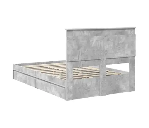 Gultas Rāmis Betona Pelēks 135 X 190 Cm Inženierijas Koks Vidaxl