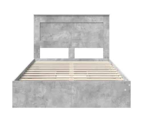 Gultas Rāmis Betona Pelēks 135 X 190 Cm Inženierijas Koks Vidaxl