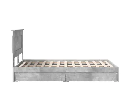 Gultas Rāmis Betona Pelēks 135 X 190 Cm Inženierijas Koks Vidaxl