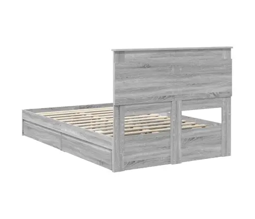 Gultas Rāmis Pelēks Sonoma 135 X 190 Cm Inženierijas Koks Vidaxl