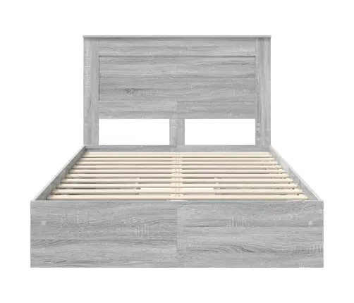 Gultas Rāmis Pelēks Sonoma 135 X 190 Cm Inženierijas Koks Vidaxl