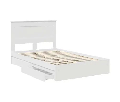 Laos Voodi Peaga Sahtliga Valge 120 X 190 Cm Tehispuit