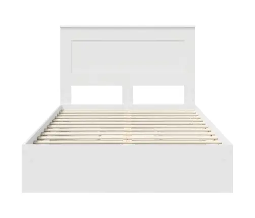 Laos Voodi Peaga Sahtliga Valge 120 X 190 Cm Tehispuit