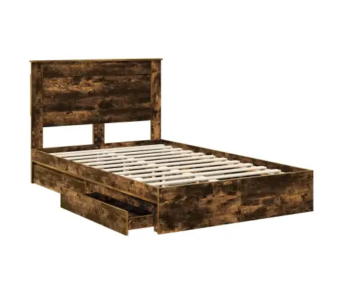 Laos Voodi Peaga Suitsetatud Tamm 120 X 190 Cm Tehispuit