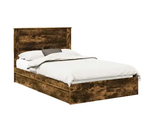 Laos Voodi Peaga Suitsetatud Tamm 120 X 190 Cm Tehispuit