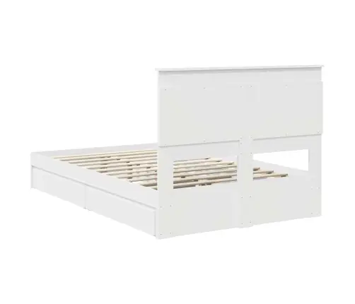 Laos Voodi Peaga Sahtliga Valge 120 X 200 Cm Tehispuit