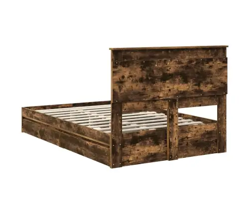 Gultas Rāmis Dūmaka Ozols 120 X 200 Cm Inženierijas Koks Vidaxl