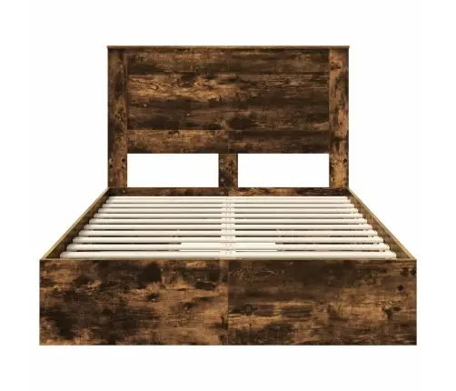 Gultas Rāmis Dūmaka Ozols 120 X 200 Cm Inženierijas Koks Vidaxl