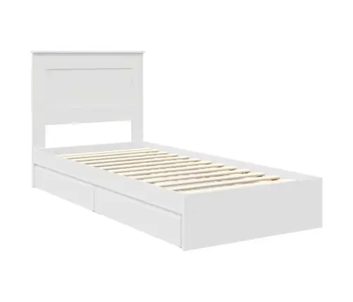 Laos Voodi Peaga Sahtliga Valge 100 X 200 Cm Tehispuit