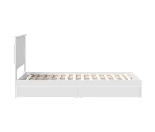 Laos Voodi Peaga Sahtliga Valge 100 X 200 Cm Tehispuit