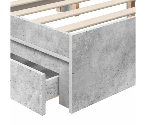 Gultas Rāmis Betona Pelēks 100 X 200 Cm Inženierijas Koks Vidaxl