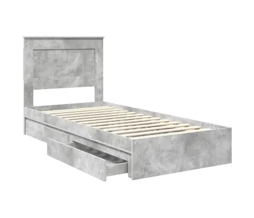 Gultas Rāmis Betona Pelēks 100 X 200 Cm Inženierijas Koks Vidaxl